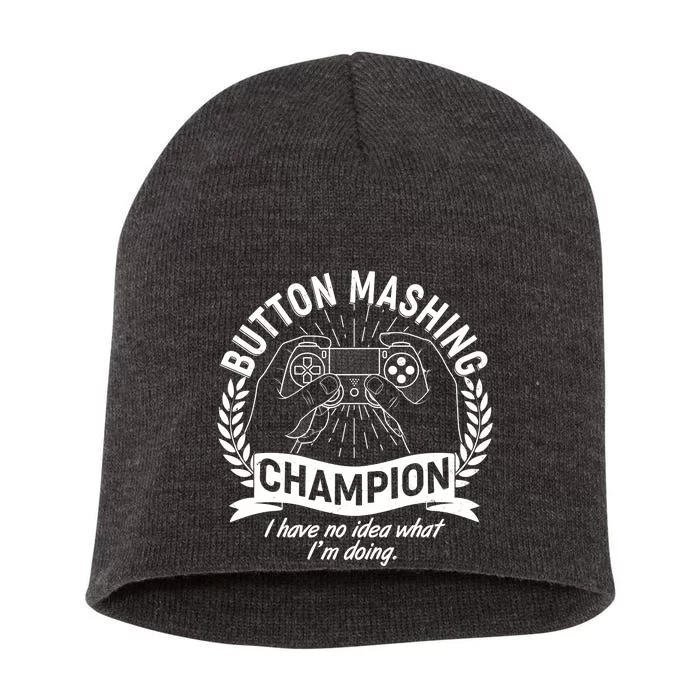 Funny Button Mashing Champion Video Gamer Short Acrylic Beanie