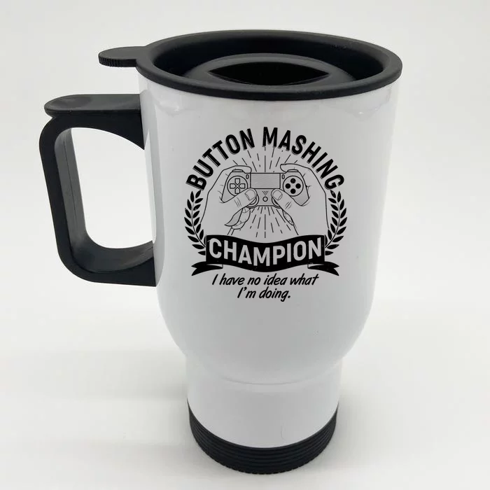 Funny Button Mashing Champion Video Gamer Front & Back Stainless Steel Travel Mug