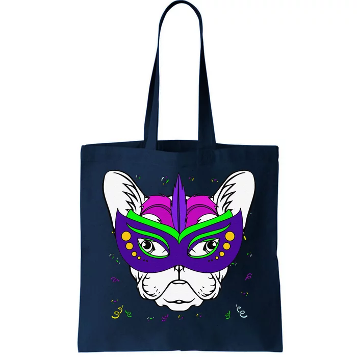 French Bulldog Mardi Gras Cute Dog Puppy Masquerade Party Tote Bag