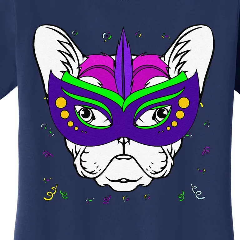 French Bulldog Mardi Gras Cute Dog Puppy Masquerade Party Women's T-Shirt