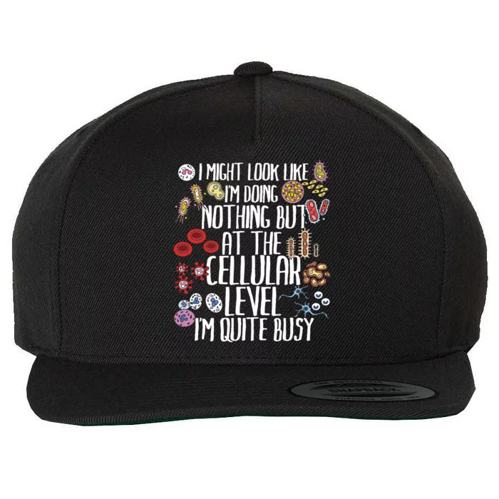 Funny Biology Microbiology Teacher Cellular Botany Molecule Wool Snapback Cap