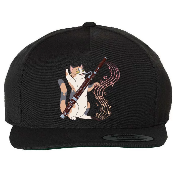 Funny Bassoonist Music Orchestra Cat Playing Bassoon Wool Snapback Cap