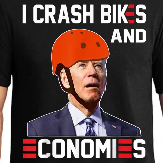 Funny Biden Meme I Crash Bikes And Economies Funny Joe Biden Falling Off Bike Pajama Set