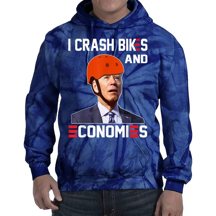 Funny Biden Meme I Crash Bikes And Economies Funny Joe Biden Falling Off Bike Tie Dye Hoodie