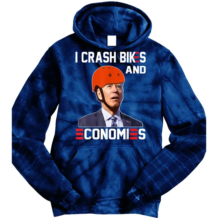 Funny Biden Meme I Crash Bikes And Economies Funny Joe Biden Falling Off Bike Tie Dye Hoodie