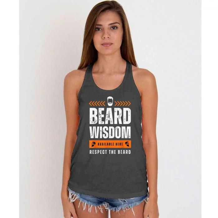 Funny Beard Man Gift Tee Beard Wisdom Available Here Women's Knotted Racerback Tank