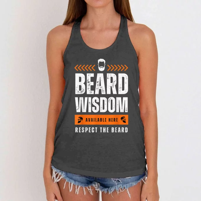 Funny Beard Man Gift Tee Beard Wisdom Available Here Women's Knotted Racerback Tank