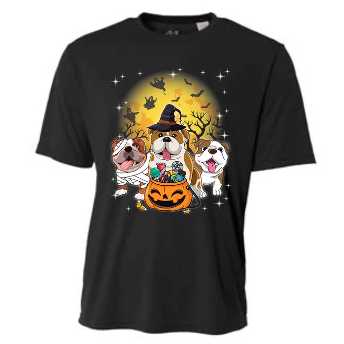 Funny Bulldog Mummy Witch Dog Moon Ghosts Pumkin Halloween Gift Cooling Performance Crew T-Shirt