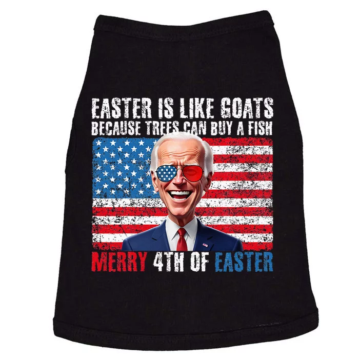 Funny Biden Merry 4th Of Easter Sarcastic Design Doggie Tank