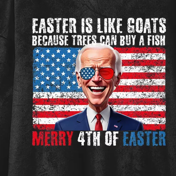 Funny Biden Merry 4th Of Easter Sarcastic Design Hooded Wearable Blanket