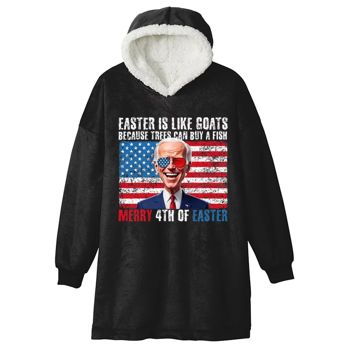 Funny Biden Merry 4th Of Easter Sarcastic Design Hooded Wearable Blanket