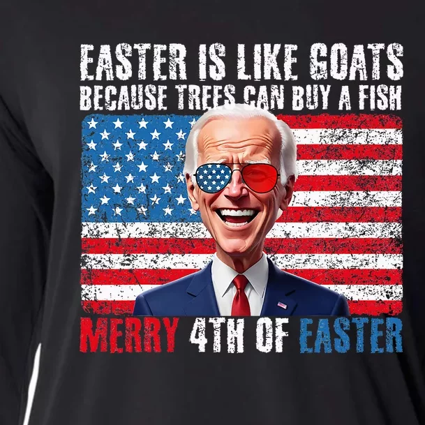 Funny Biden Merry 4th Of Easter Sarcastic Design Cooling Performance Long Sleeve Crew