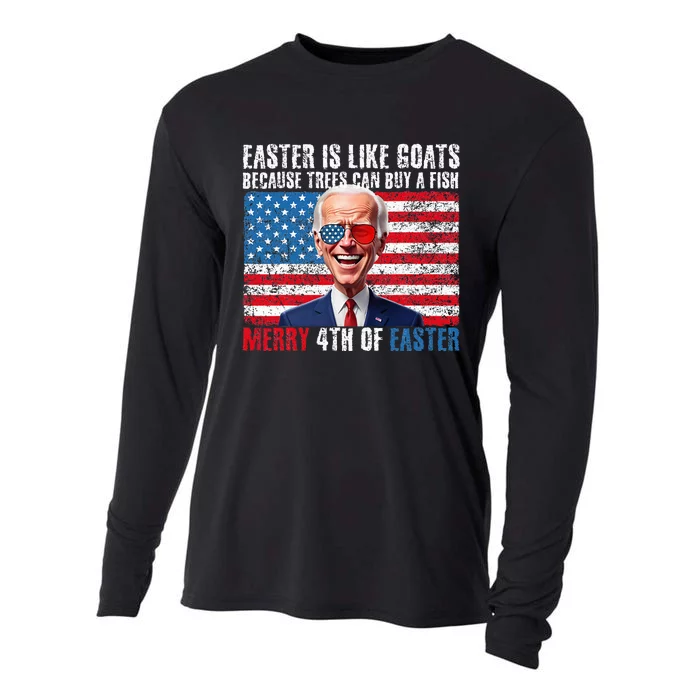 Funny Biden Merry 4th Of Easter Sarcastic Design Cooling Performance Long Sleeve Crew