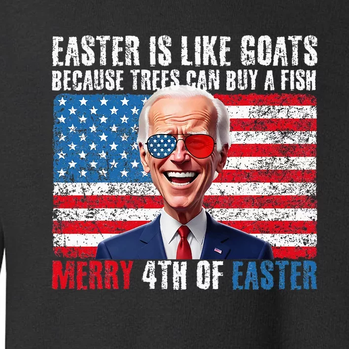 Funny Biden Merry 4th Of Easter Sarcastic Design Toddler Sweatshirt