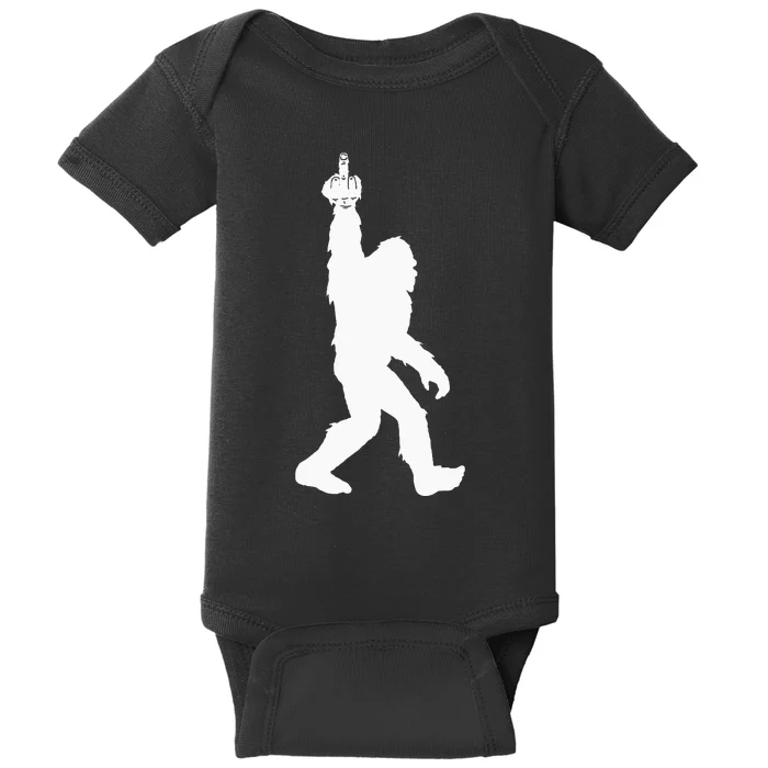 Funny Bigfoot Middle Finger For Squatch Believers Baby Bodysuit