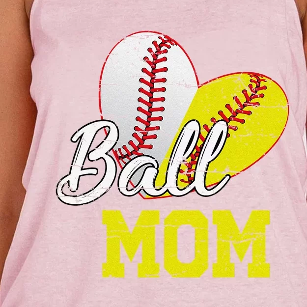 Funny Ball Mom Softball Baseball Gifts For Women Mothers Day Women's Knotted Racerback Tank