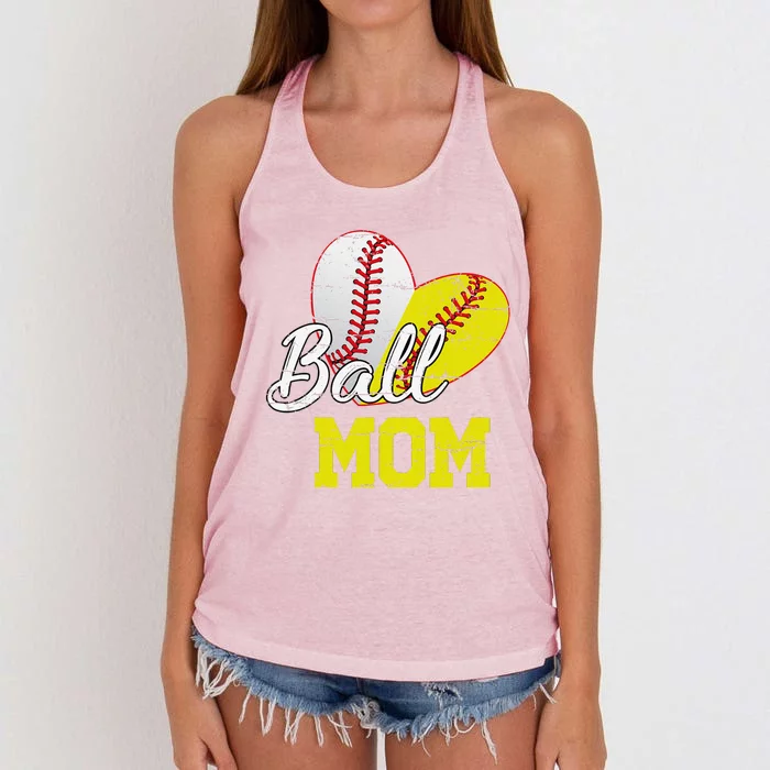 Funny Ball Mom Softball Baseball Gifts For Women Mothers Day Women's Knotted Racerback Tank