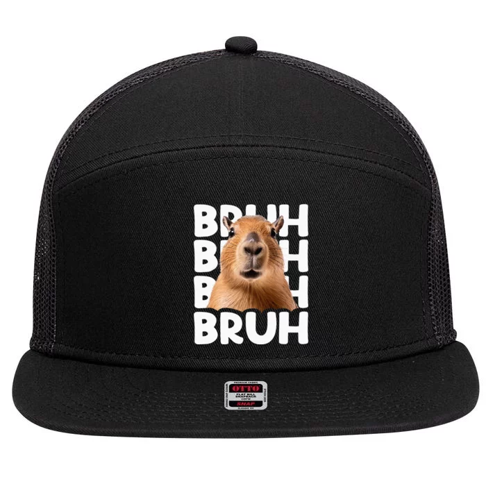 Funny Bruh Meme Slang Greeting Brother Teens Boy Capybara 7 Panel Mesh Trucker Snapback Hat