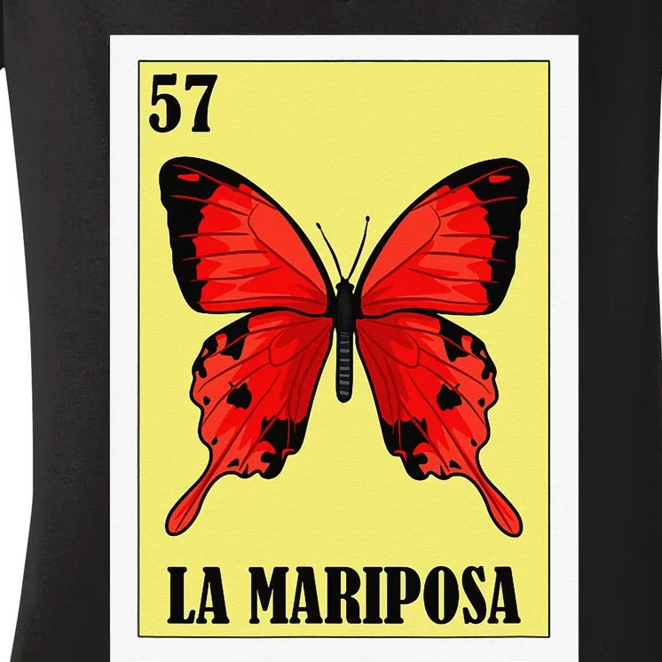 Funny Butterfly Mexican Design La Mariposa Women's V-Neck T-Shirt