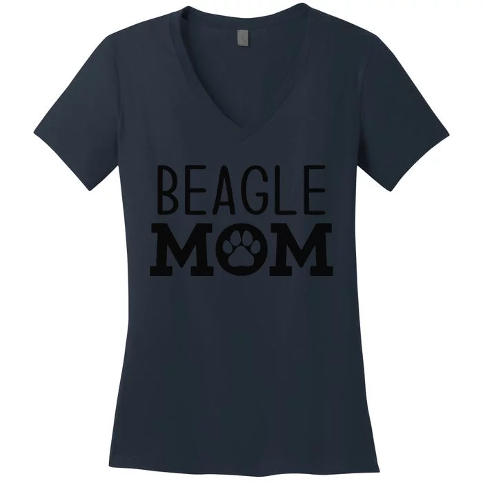 Funny Beagle Mom Dog Paw Puppy Retro Women's V-Neck T-Shirt