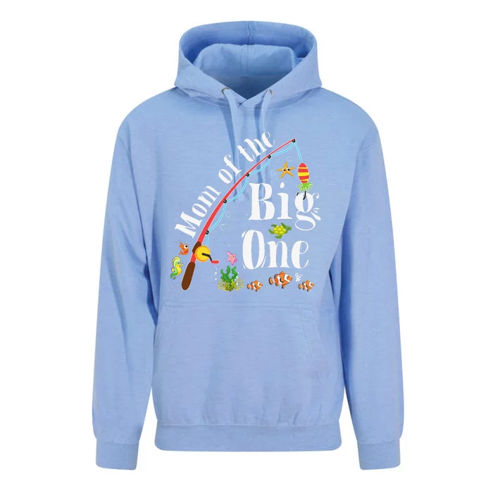 Family Birthday Mom Of The Big One Fishing Birthday Unisex Surf Hoodie