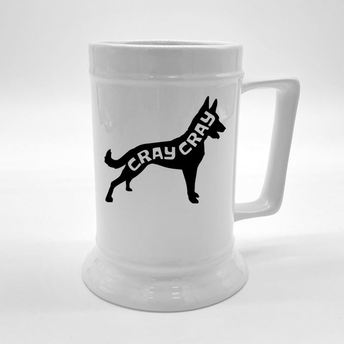 Funny Belgian Malinois Cray Cray Dog Front & Back Beer Stein