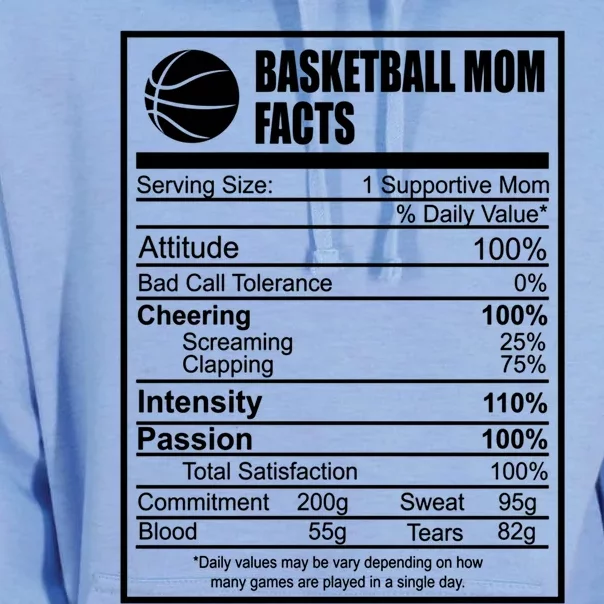 Funny Basketball Mom Nutrition Facts Proud Parent Cute Gift Unisex Surf Hoodie