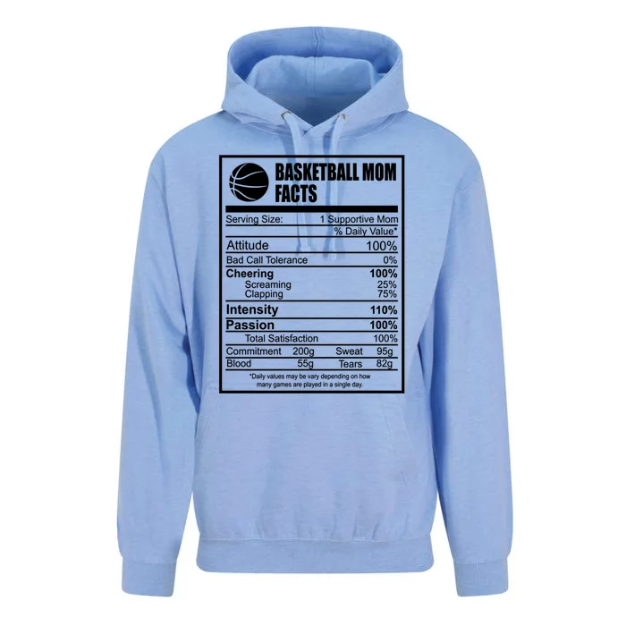 Funny Basketball Mom Nutrition Facts Proud Parent Cute Gift Unisex Surf Hoodie