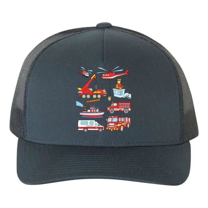 Firetruck Boy Men Firefighter Fireman Fire Engine Truck Yupoong Adult 5-Panel Trucker Hat