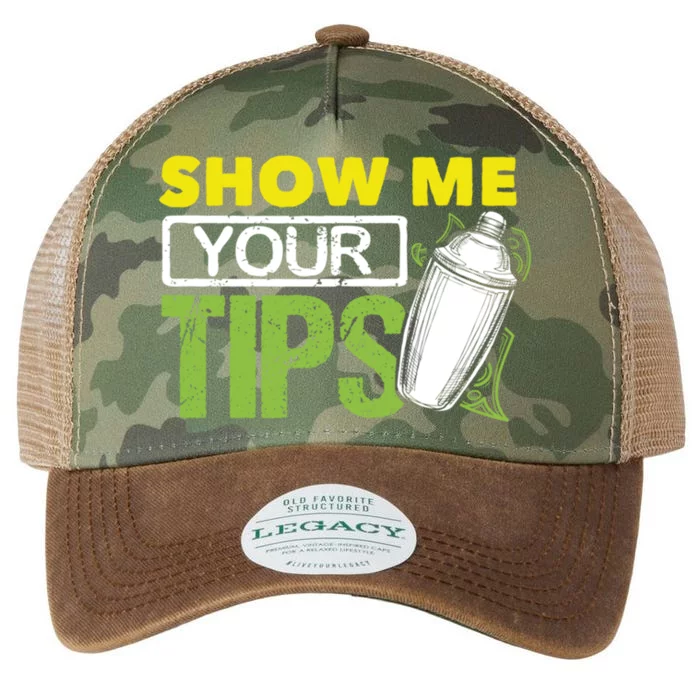 Funny Bartending Mixology Barkeeper Show Me Your Tips Gift Legacy Tie Dye Trucker Hat