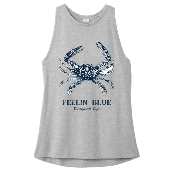 Feelin' Blue Maryland Style Retro Crab Ladies Tri-Blend Wicking Tank