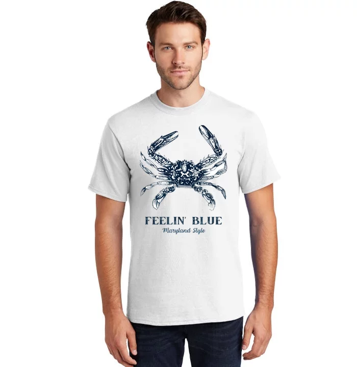 Feelin' Blue Maryland Style Retro Crab Tall T-Shirt