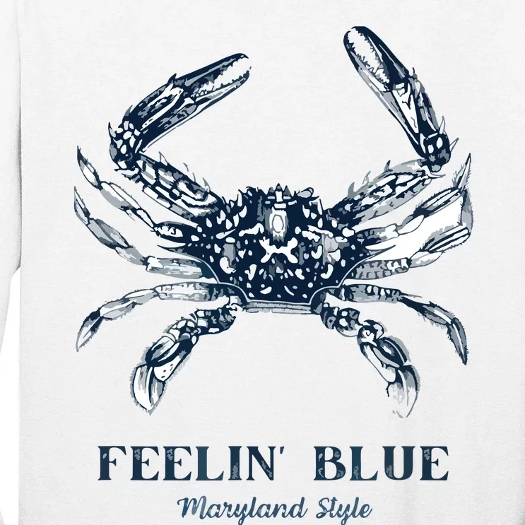 Feelin' Blue Maryland Style Retro Crab Tall Long Sleeve T-Shirt