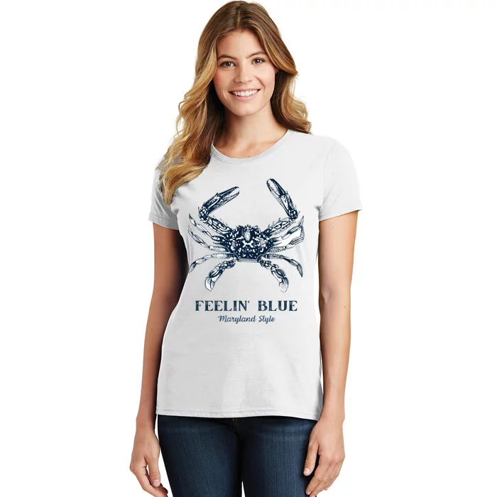 Feelin' Blue Maryland Style Retro Crab Women's T-Shirt