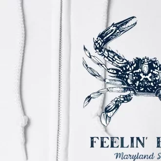 Feelin' Blue Maryland Style Retro Crab Full Zip Hoodie