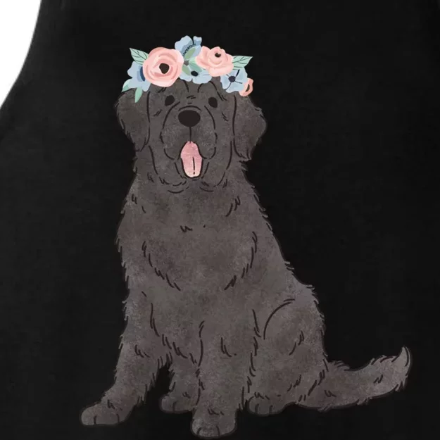 Floral Black Newfie Lovers Newfoundland Dog Mom Gift Ladies Tri-Blend Wicking Tank