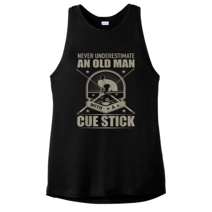 Funny Billiard Never Underestimate An Old Man With A Cue Stick Gift Ladies Tri-Blend Wicking Tank