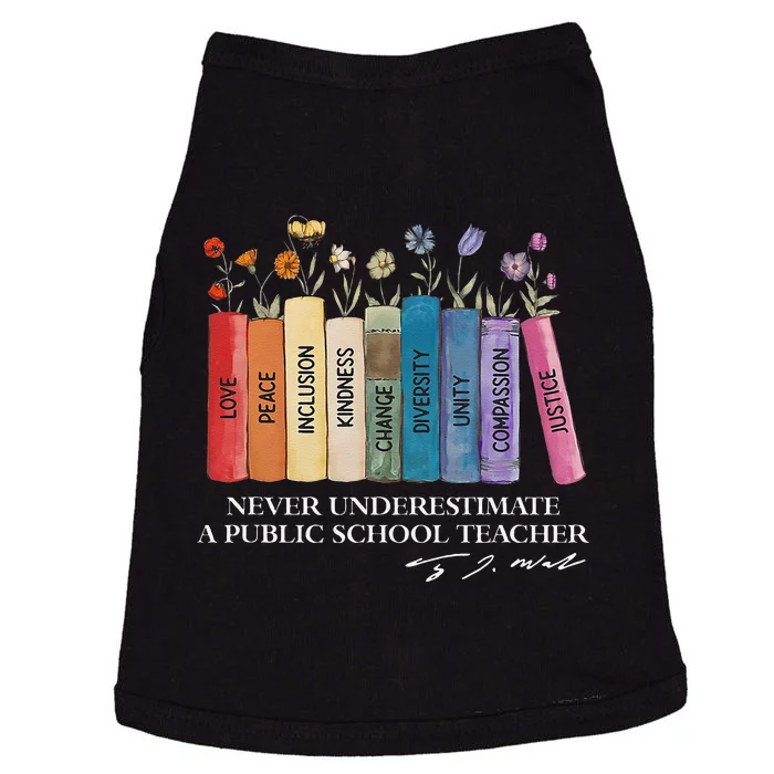 Floral Books Never Underestimate A Public School Teacher Gift Doggie Tank