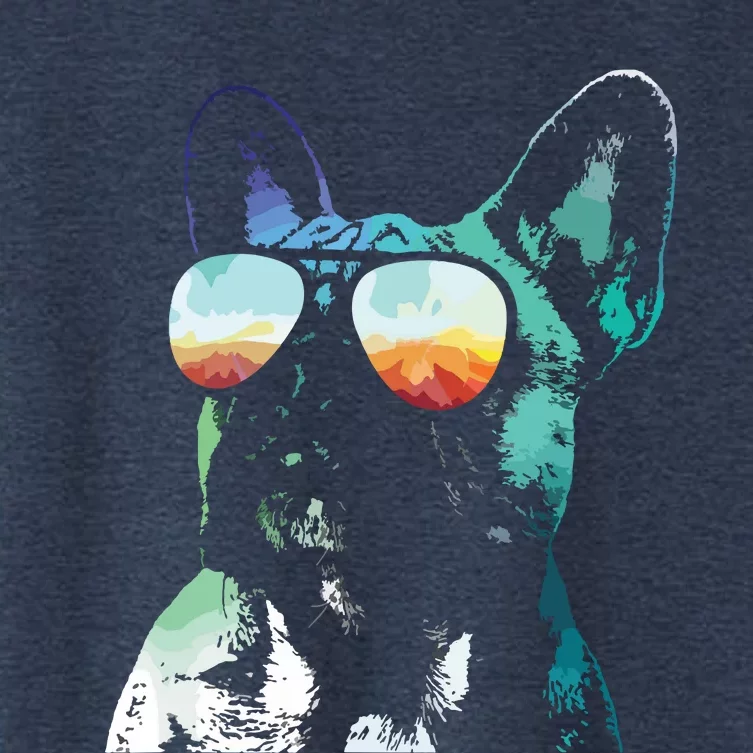 French Bulldog Neon Dog Shirts Women's Crop Top Tee