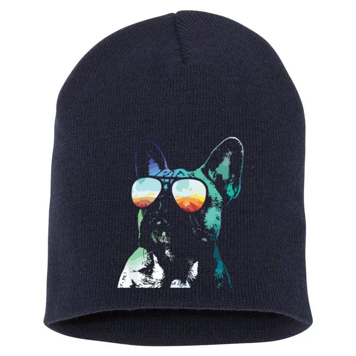 French Bulldog Neon Dog Shirts Short Acrylic Beanie