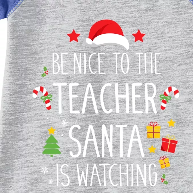 Funny Be Nice Teacher Santa Watching Xmas School Students Gift Infant Baby Jersey Bodysuit