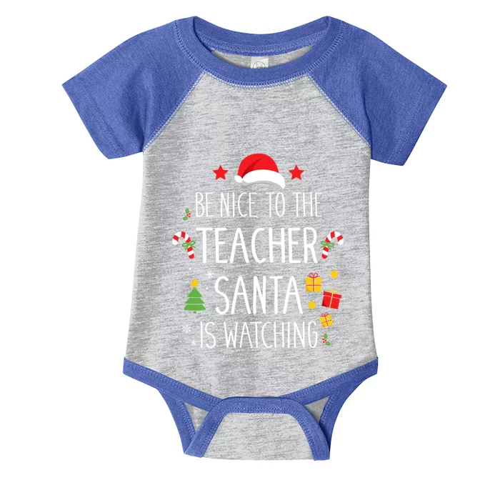 Funny Be Nice Teacher Santa Watching Xmas School Students Gift Infant Baby Jersey Bodysuit