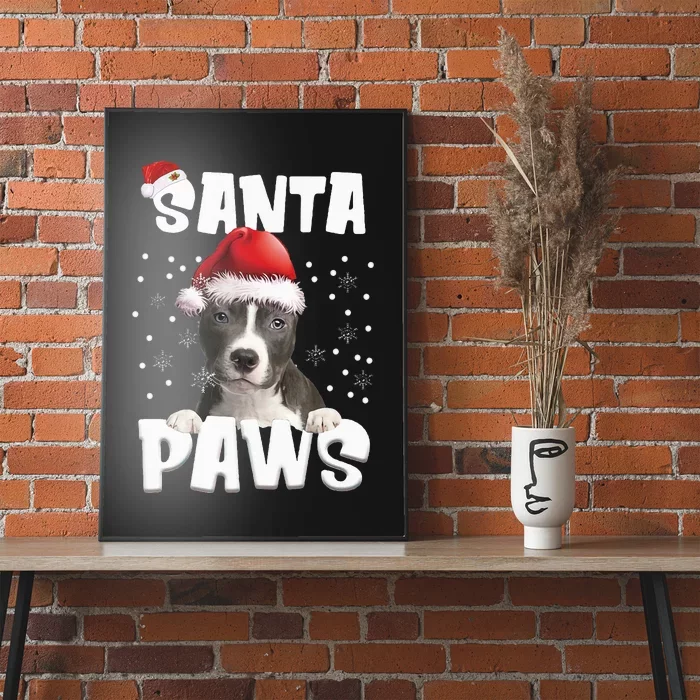 Funny BLUE Nose Pitbull Christmas Lights Tree Dog Lover Xmas Poster