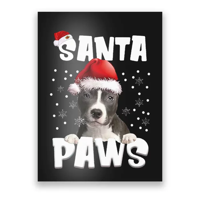 Funny BLUE Nose Pitbull Christmas Lights Tree Dog Lover Xmas Poster