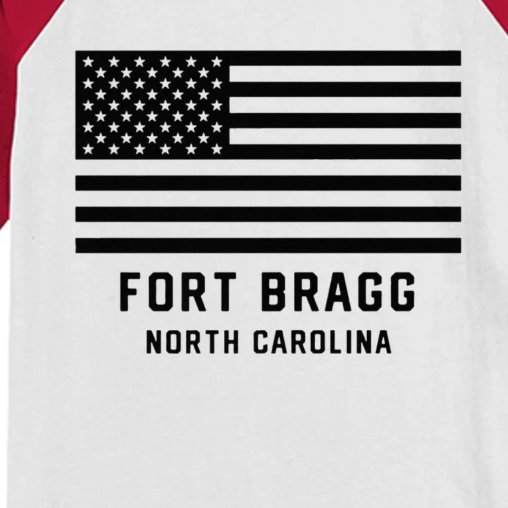 Fort Bragg North Carolina Army American Flag Patriotic Kids Colorblock Raglan Jersey