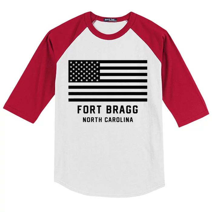 Fort Bragg North Carolina Army American Flag Patriotic Kids Colorblock Raglan Jersey