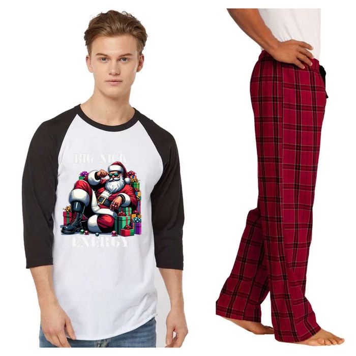 Fun Big Nick Energy Funny Santa Claus Christmas Xmas Cool Raglan Sleeve Pajama Set