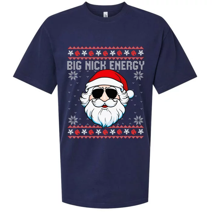 funny Big Nick Energy Santa Ugly Christmas Sweater Sueded Cloud Jersey T-Shirt