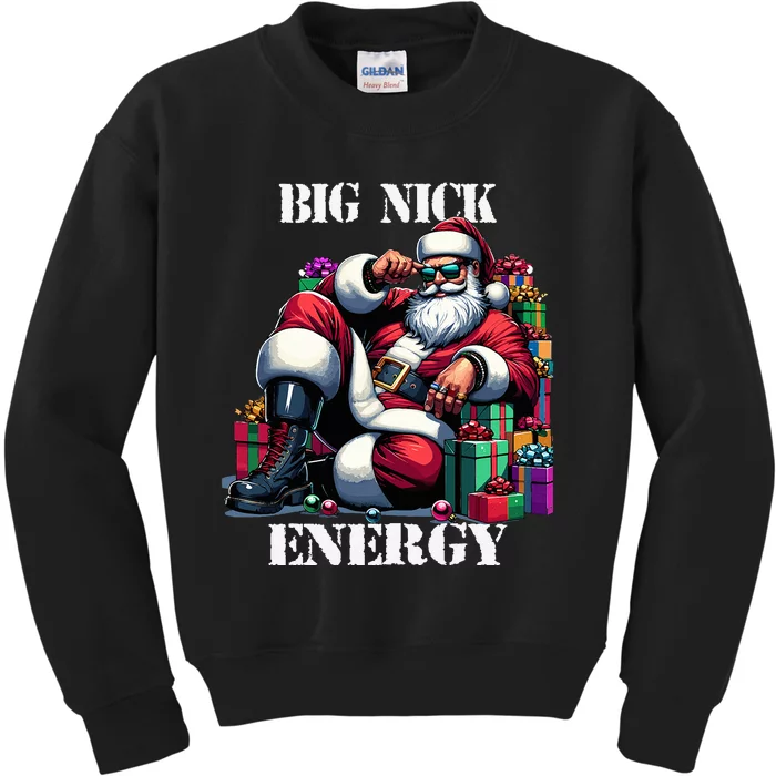 Fun Big Nick Energy Funny Santa Claus Christmas Kids Sweatshirt