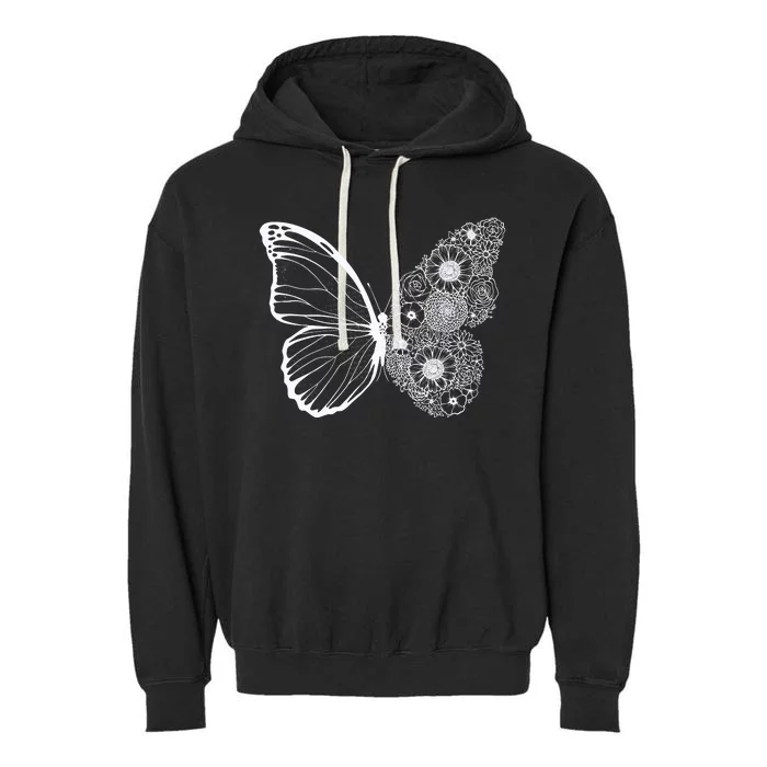 Floral Butterfly Nature Garment-Dyed Fleece Hoodie